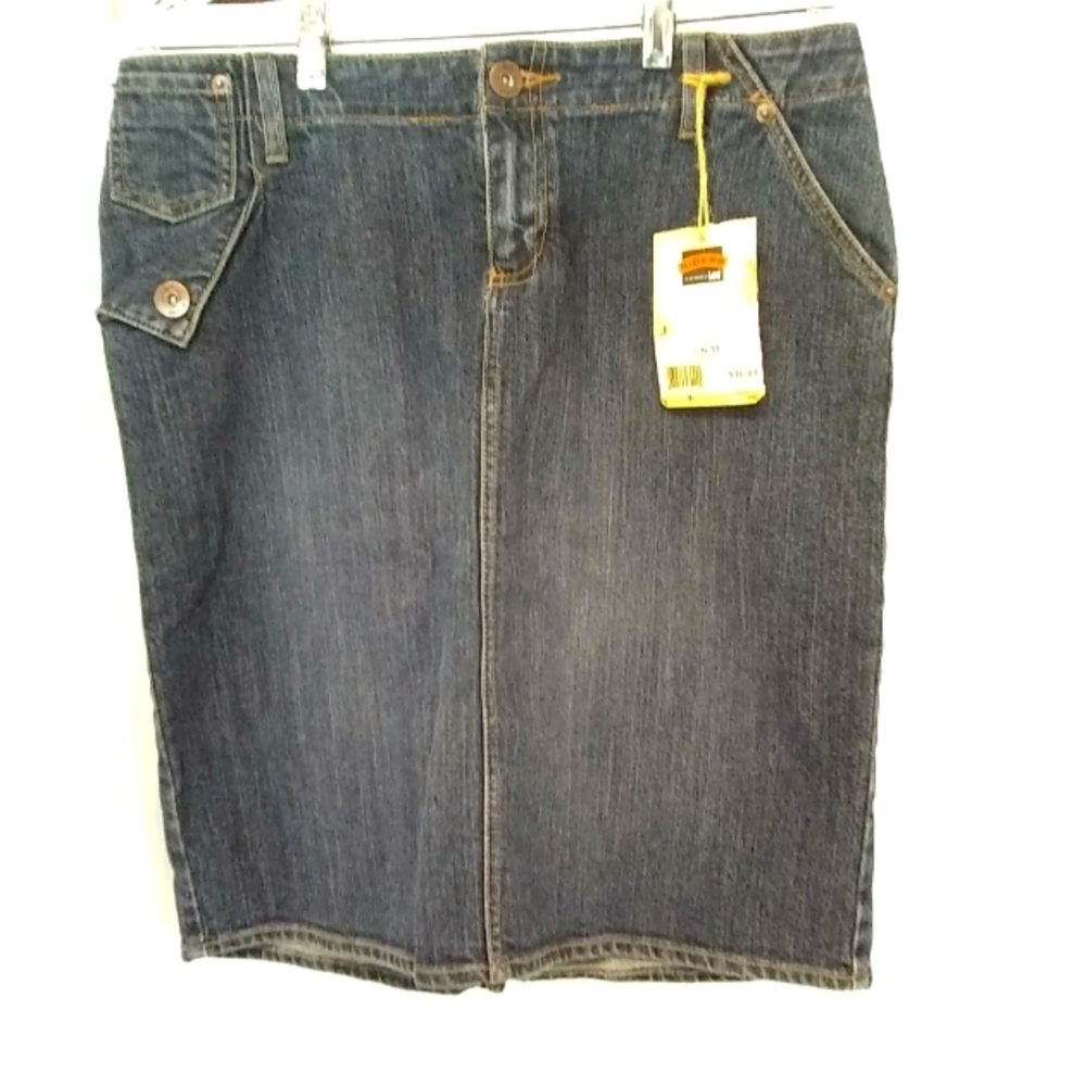 LEE Rider Skirt Copper Collection Blue Denim Distressed Size 5/6 M
